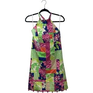 Lilly Pulitzer Women's Patchwork Bright Color Halter Dress in Size 6